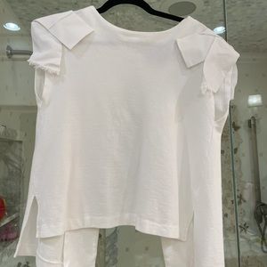 White Cotton Sleeveless Shirt